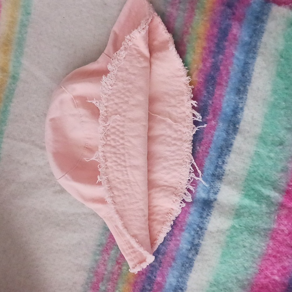 Peachy Pink Frayed Edge Bucket Hat